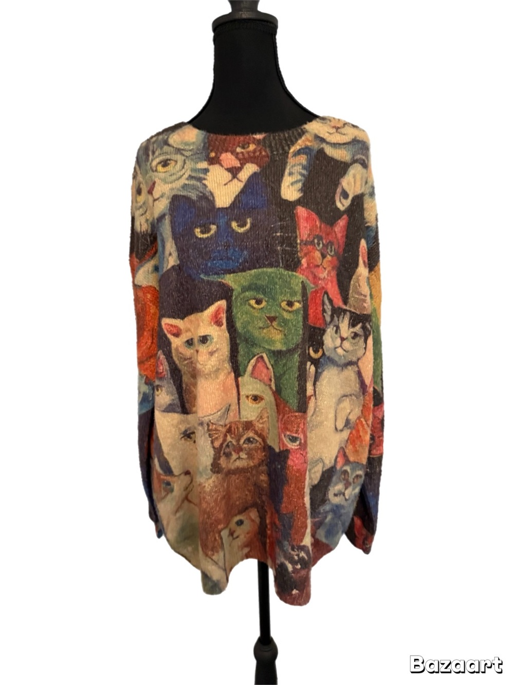 Quirky/Unique/Vintage-Inspired Cat Themed Sweater - Picture 2 of 4